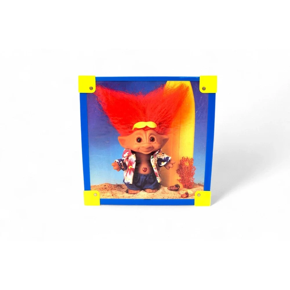 Vtg 1992 Ace Novelty Treasure Trolls Wooden Box Toy‎ Chest Storage Cube 90s